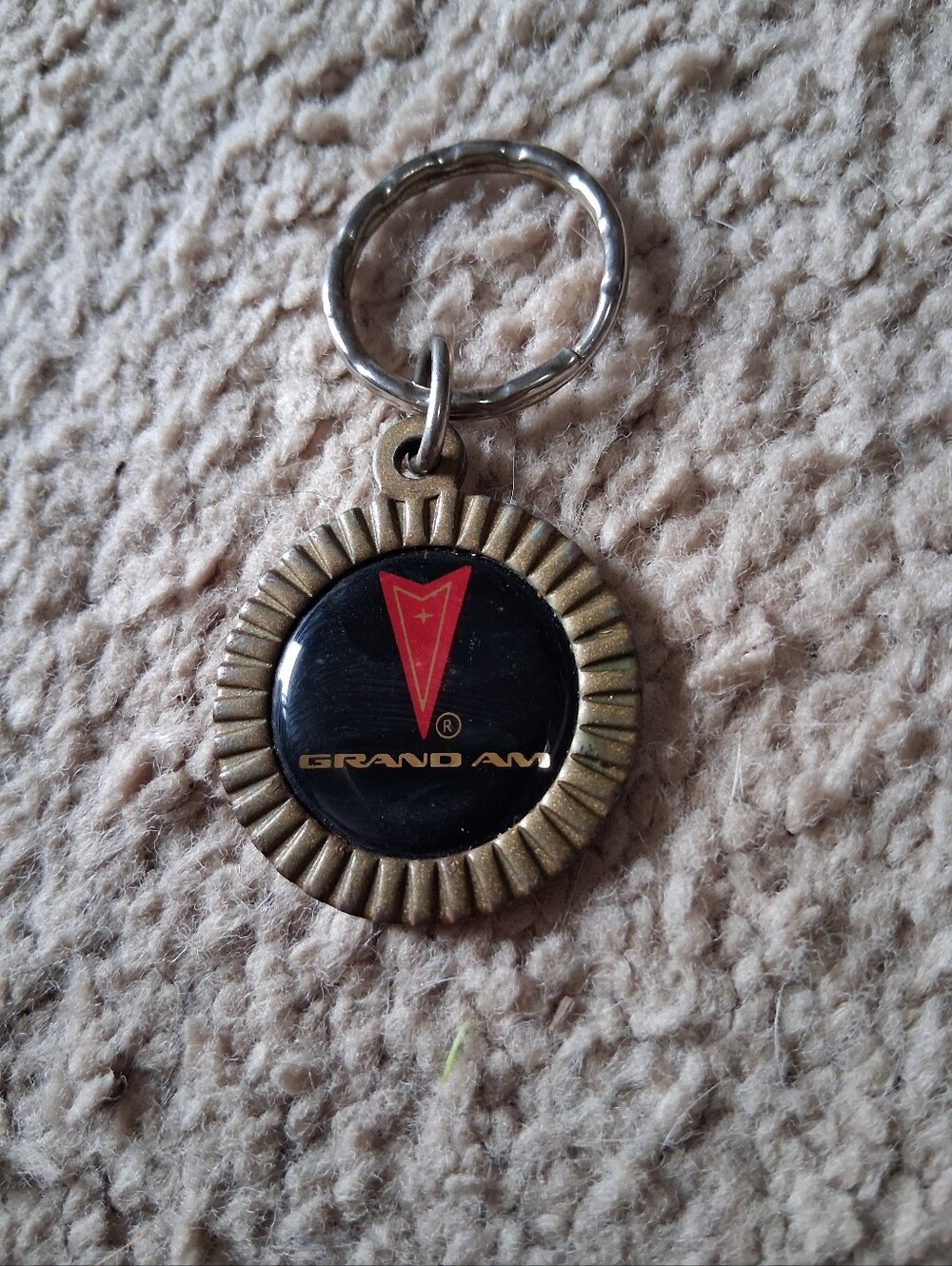 Vintage 90s Pontiac Grand Am Brass Tone Keychain